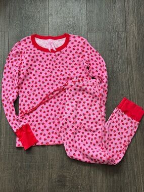 Victoria's Secret Girls Pink Strawberry Pajama Set with Red Trim